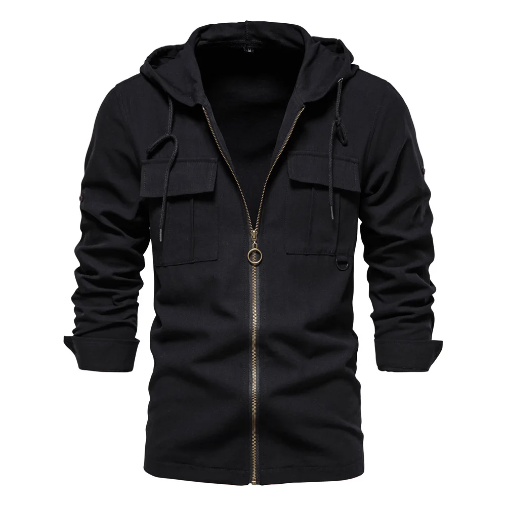 

Men's Hoodies Coat Spring and Autumn Long-sleeved Zipper Solid Color Casual Sports Sweatshirts Slim Jacket Male Clothing