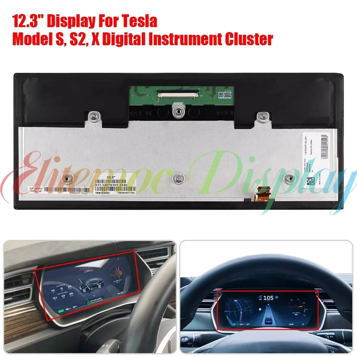 Фото 12,3-дюймовый ЖК-дисплей для Tesla Model S/S2/X GEN 2, цифровой экран приборной панели LA123WF1(SL)(01) №2