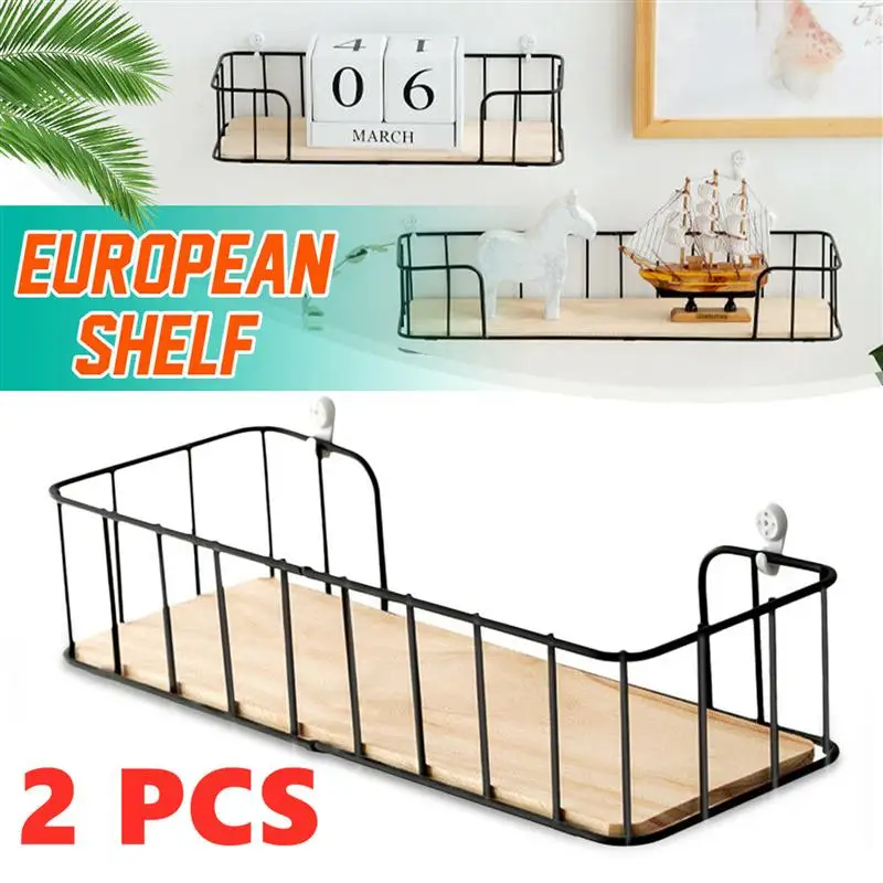 

2pcs Storage Shelf Iron Art Wall No Drilling Storage Rack Organizer Storage Basket for Home Kitchen Bathroom Living Room