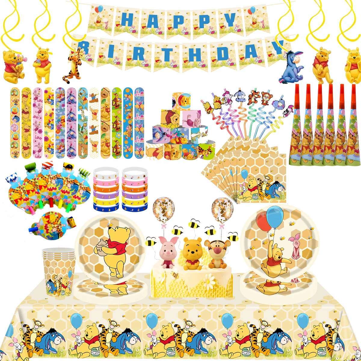 Disney Винни Пух день рождения фотонабор подарочный пакет браслет соломинки