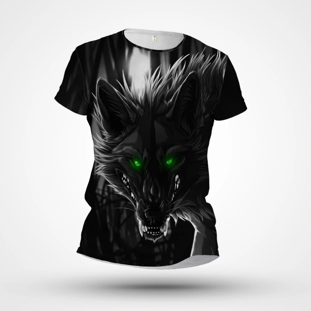 

2023 New Animal T-shirt 3D Printed Wolf Pattern Short Sleeve Customized Factory Direct Summer Casual Sports Tight Top