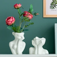 creative human head face flower pot portrait vases nordic home living room decor plant pot ceramic statue shelf desk dercoration
