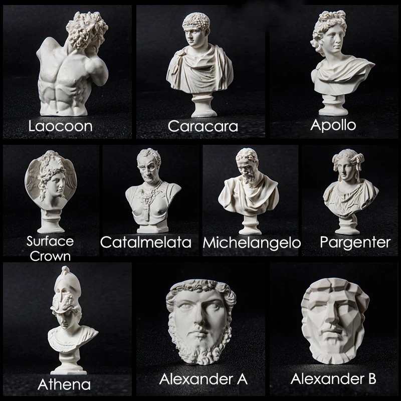 

Миниатюрные гипсовые статуэтки бюстов, набор из 10 шт.