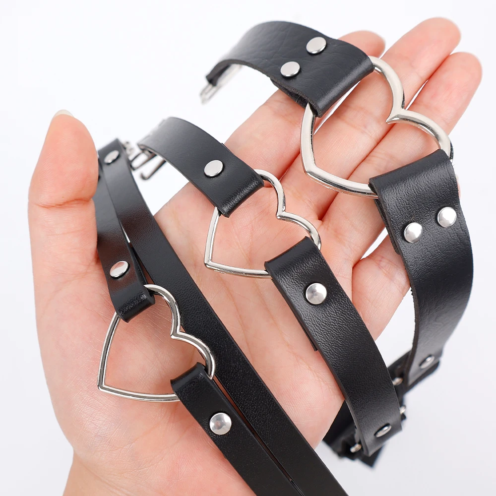 

Punk Black Heart Leather Sword Belt Waist Garter Handmade Body Bondage Sexy Leg Suspenders Harness Stockings Belts for Women