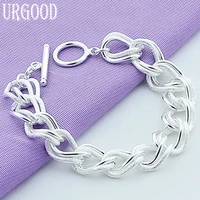 925 sterling silver fashion jewelry charm circle chain bracelet for women party engagement wedding gift