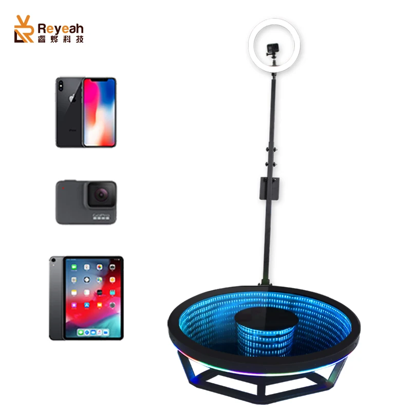 

manual and automatic 360 led photo booth full package camera filled lights included for weddings