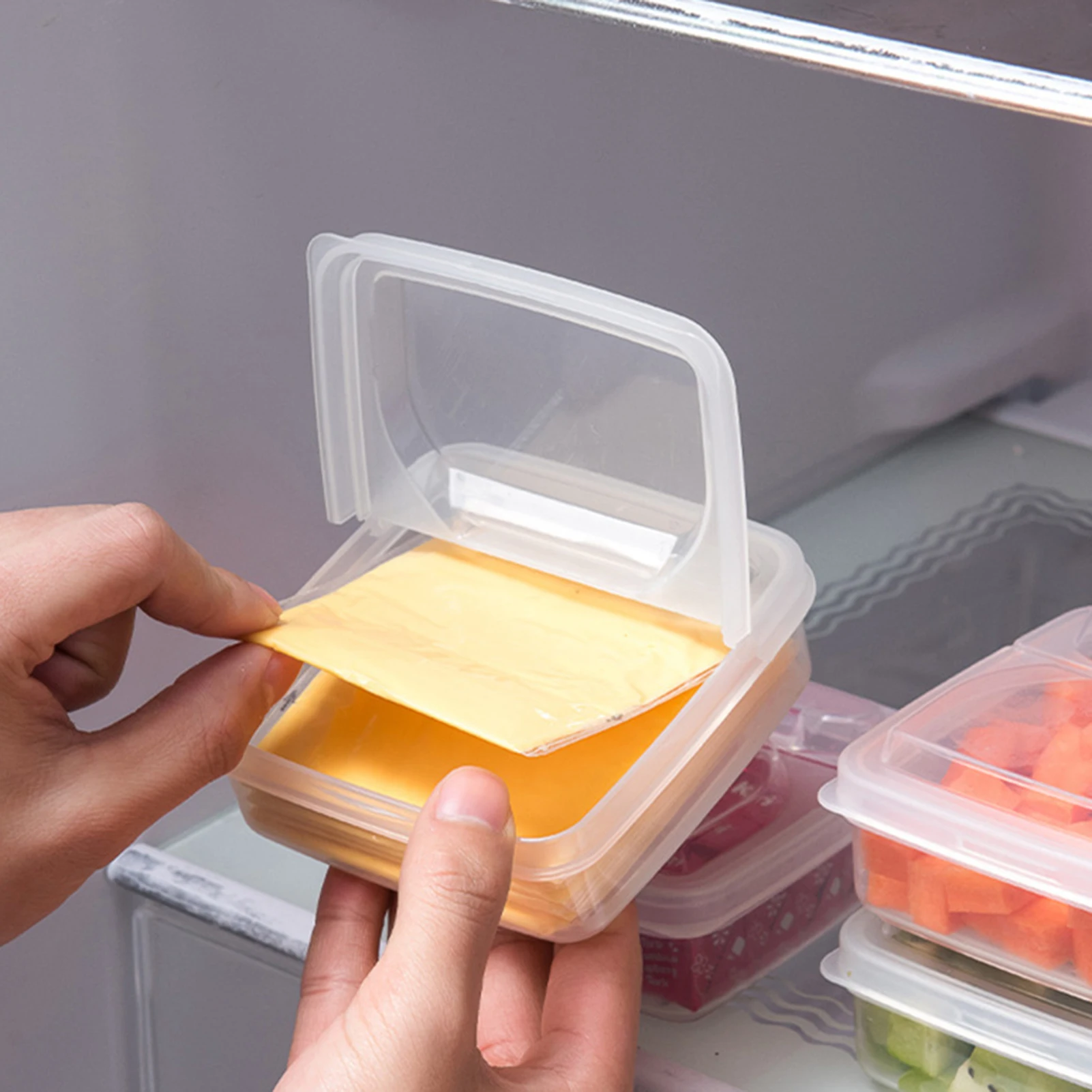 

1/2Pcs Cheese Slice Storage Box Fridge Butter Container Portable Refrigerator Fruit Vegetable Fresh-keeping Organizer Case New