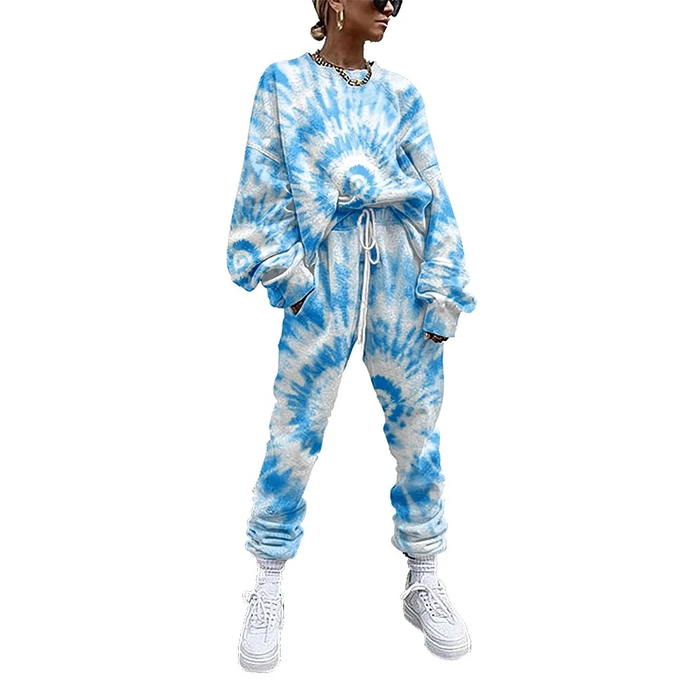 

Women Fashion Tie Dye Two Piece Set Suit Outfits Print Casual Sport Suit Winter Woman Set Autumn Women Tracksuit Lady