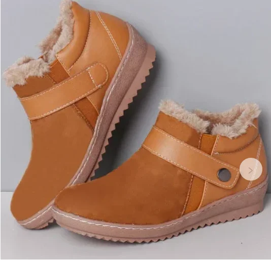 

PopWomen Boots Winter Thicken Warm Snow Boots Faux Suede Ankle Boots Female Flat Heel Botas Mujer Plush Shoes 35-43 695