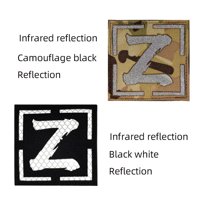 

Reflective Z-V Letter Victory Logo Infrared Reflective Hook and Loop Patch Tactical Morale Badge Cloth Paste Camouflage Sticker