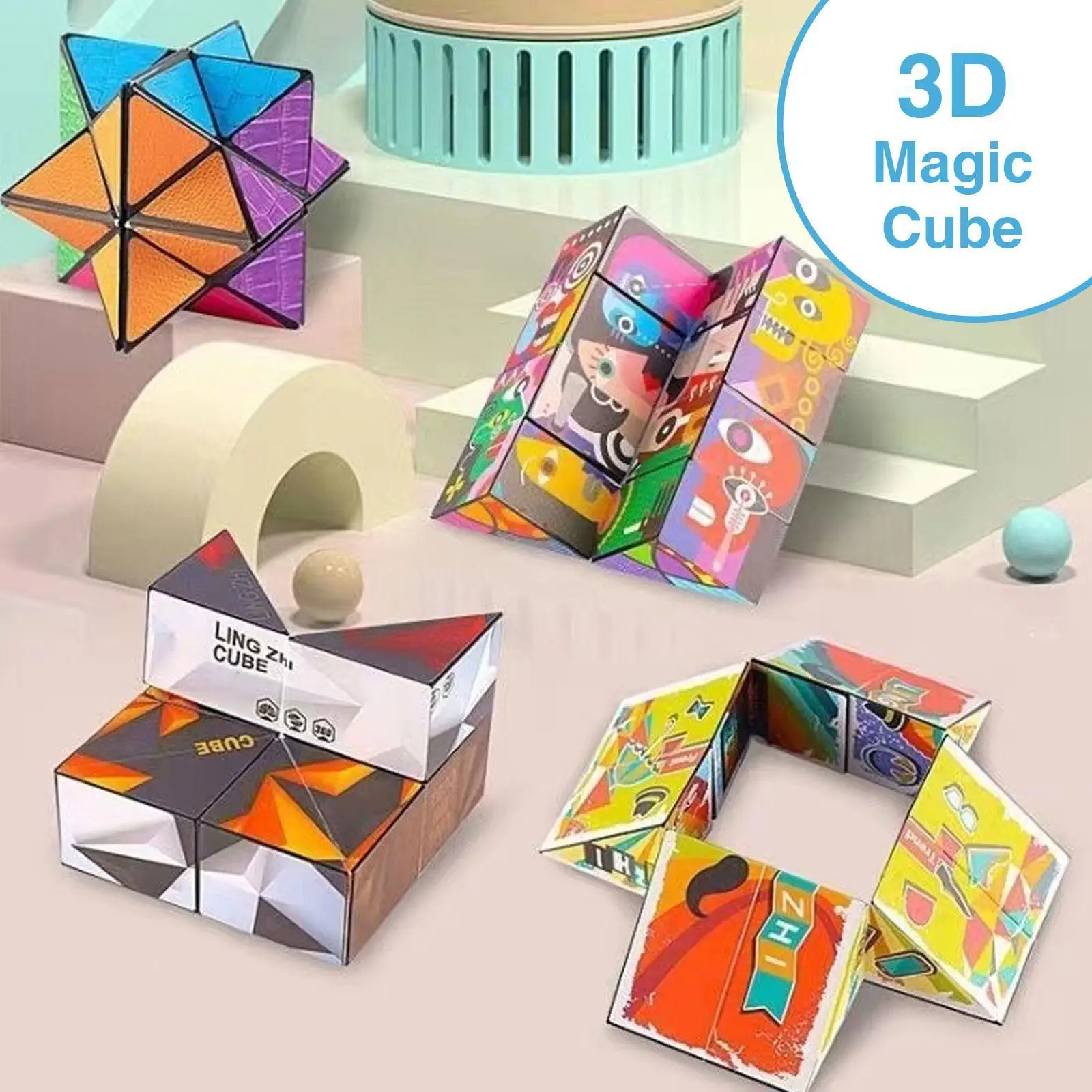 

Необыкновенный 3d магический куб, геометрический сменный волшебный флип-куб-головоломка, женская игрушка, 3d антистресс, антикуб для детей N1n3