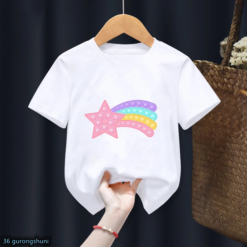 

2022 Rainbow Five Point Star Tshirt Unisex T Shirt поп ит Pop It Print On T-Shrit Cute Boys Girls T Shirt Harajuku Tees Top