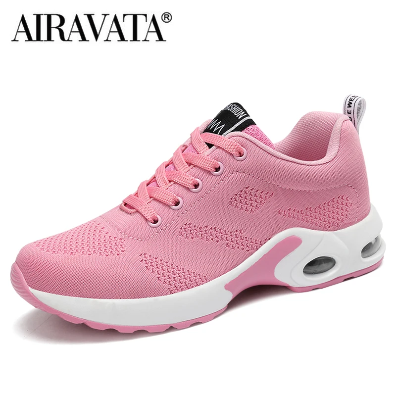 Women's Fashion Air Cushion Sports Running Flat Soft Bottom Sneaker Mesh Breathable Casual Shoes