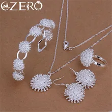 925 sterling Silver necklace earring bracelet rings Jewelry set for women Fireworks Pendant bangle Hot charm Fashion Party Gift