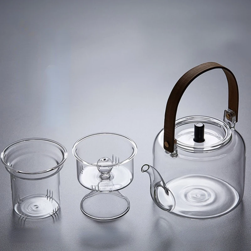 

Boiling Kettle Electric Ceramic Furnace Heating Filtered Glass Steaming Teapot Tea Kettle Flower Tea Pot Flat Bamboo Teapot