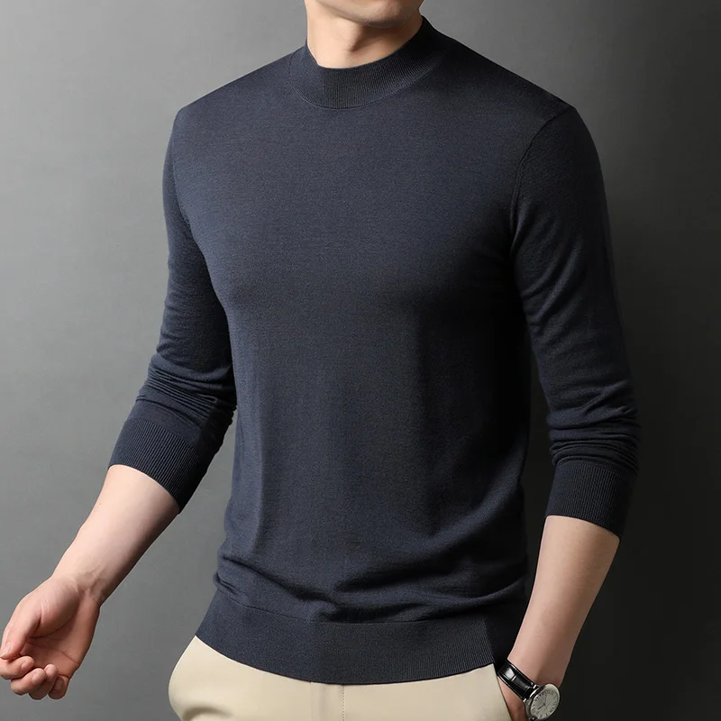 

Ultra-Fine Mernu Worsted Sweater Men's Thin Half Turtleneck Bottoming Shirt Spring and Autumn Long Sleeve Men's Knitting Sweater