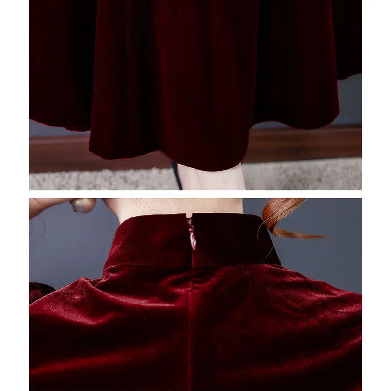 Женское бархатное платье Cheongsam