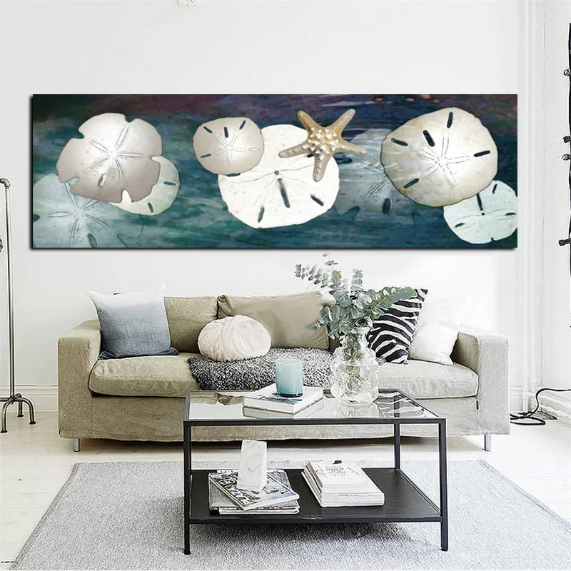 

Canvas Art Abstract Still Life Starfish Sand Dollar Oil Painting Poster and Prints Modern Landscape Wall Picture For Living Room
