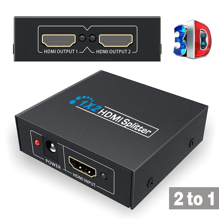 

HDM1-compatible 1 в 2 out 1080p 1x2 HDCP 3D сплиттер для HDTV DVD PS3 Xbox
