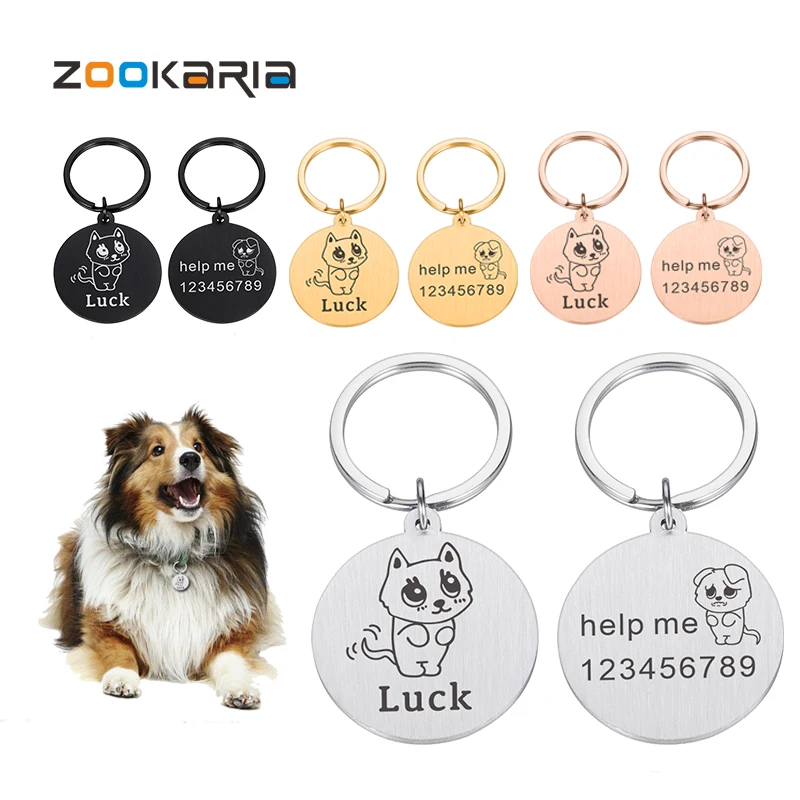 

Free Customized Dog Tag Personalized Pet ID Tag Name Tag Cat Puppy Tags Anti-lost Kitten Collar Metal Keyring Pet Accessories