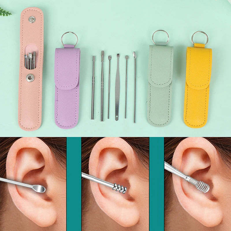

6PCS Ear Cleaner Wax Removal Tool Earpick Sticks Earwax Remover Curette Ear Pick Cleaning Ear Cleanser Spoon Health Care Earpick
