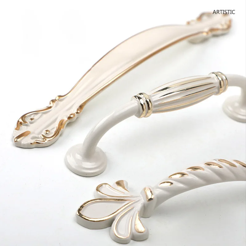 Европейские ручки для шкафа цвета слоновой кости цинковые кухонного