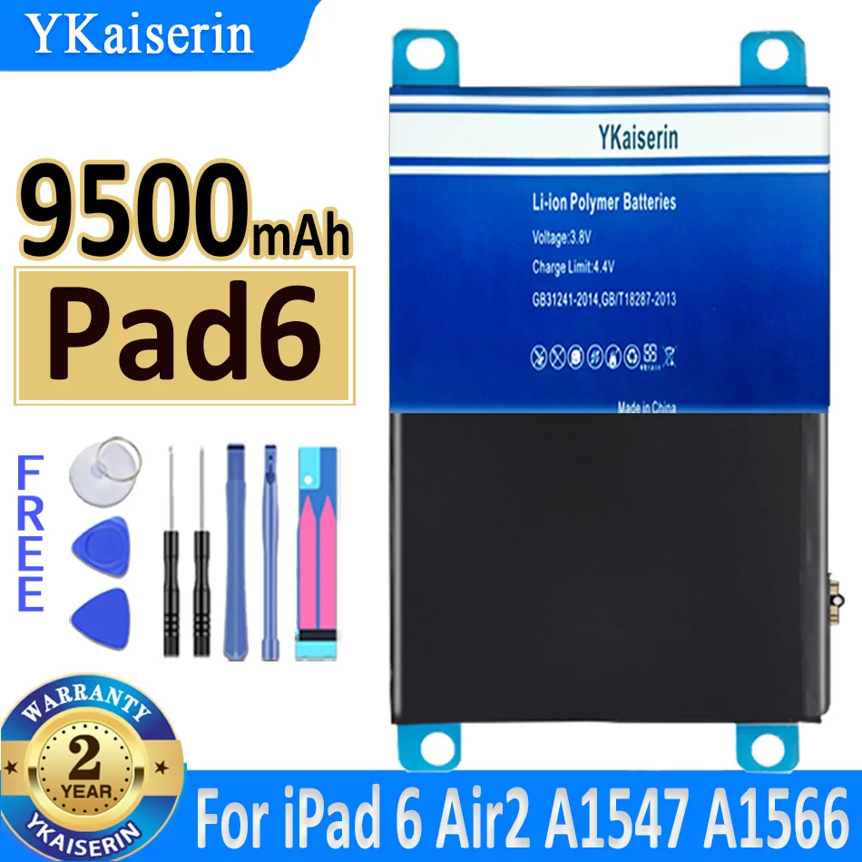 

YKaiserin For Pad6 9500mAh Replacement Bateria For Apple IPad 6 Air 2 IPad6 Air2 A1547 A1566 A1567 Battery