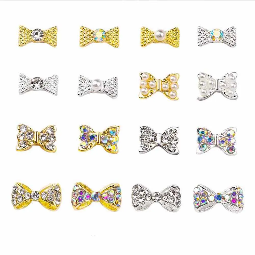 

10pcs 3D Mini Bows Nail Art Charm 3D Shiny Alloy Diamond Multi-Design Bowknot Ribbon Nail Decoration DIY Kawaii Nail Accessories