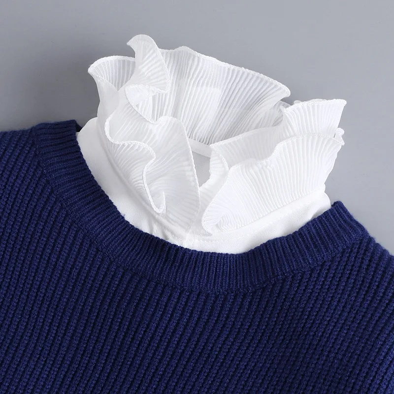 Hollow Lace Chiffon Doll Cotton Fake Collar Blouse Sweater Detachable Shirt Collar False Collar Lapel Women Top Collars Decor images - 6