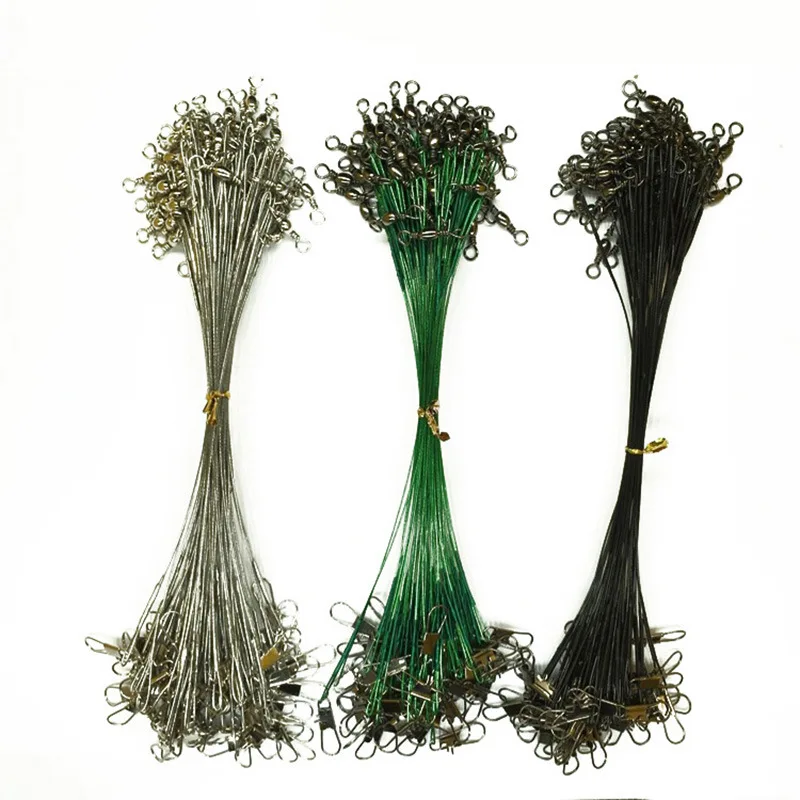 

Anti Bite Steel Fishing Line Steel Wire Leader With Swivel Fishing Accessory Lead Core Leash Fishing Wire 15CM 20pcs