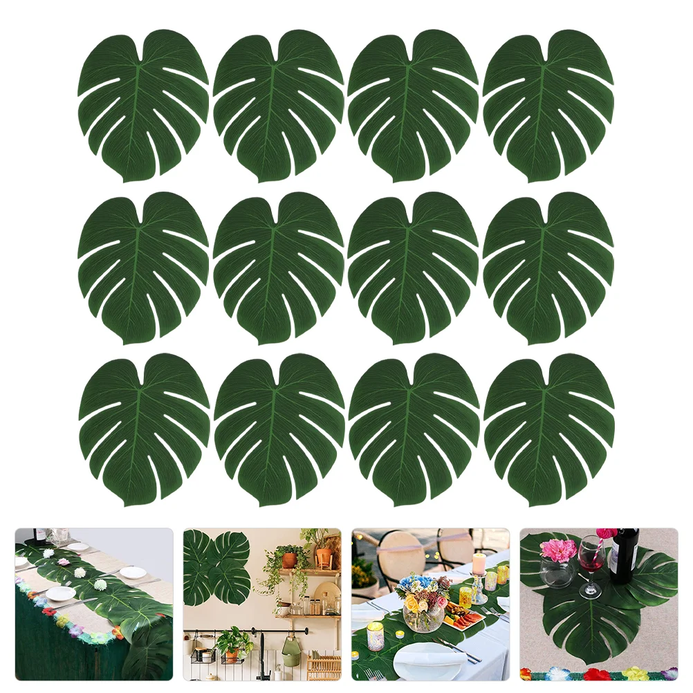 

12pcs Artificial Leaves Fake Monstera Leaves Party Decorative Tropical Leaves
