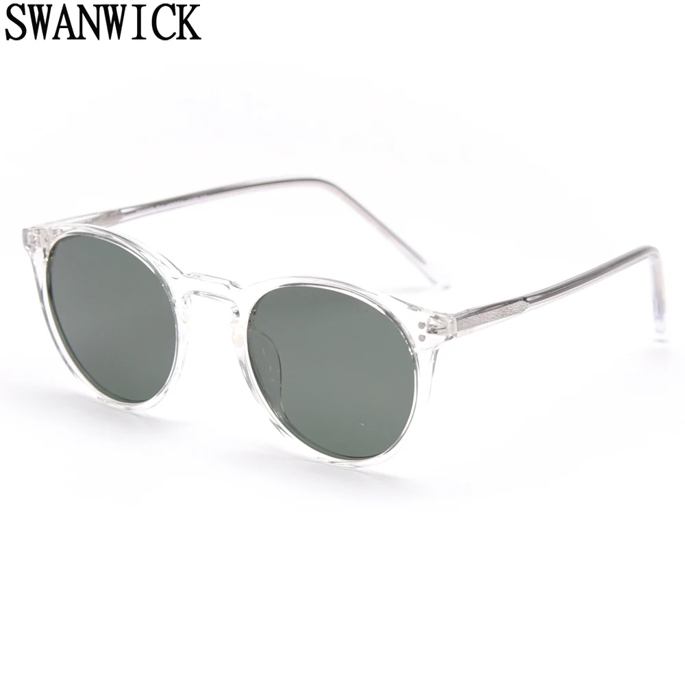 Swanwick-gafas de sol redondas para hombre y mujer, lentes de sol retro polarizadas de acetato coreano, estilo de verano, color rosa y marrón, envío directo, tr90