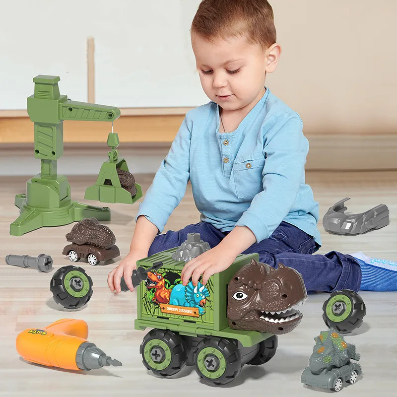 

New Dinosaur Car Toy large Disassembly Deformation Dinosaur Car Tyrannosaurus rex Track Car Toys