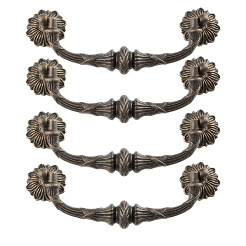 

Bronze Vintage Pulls Handles Antique Decorative Pull Handles European Style For Kitchen Bronze With Mounting Screws
