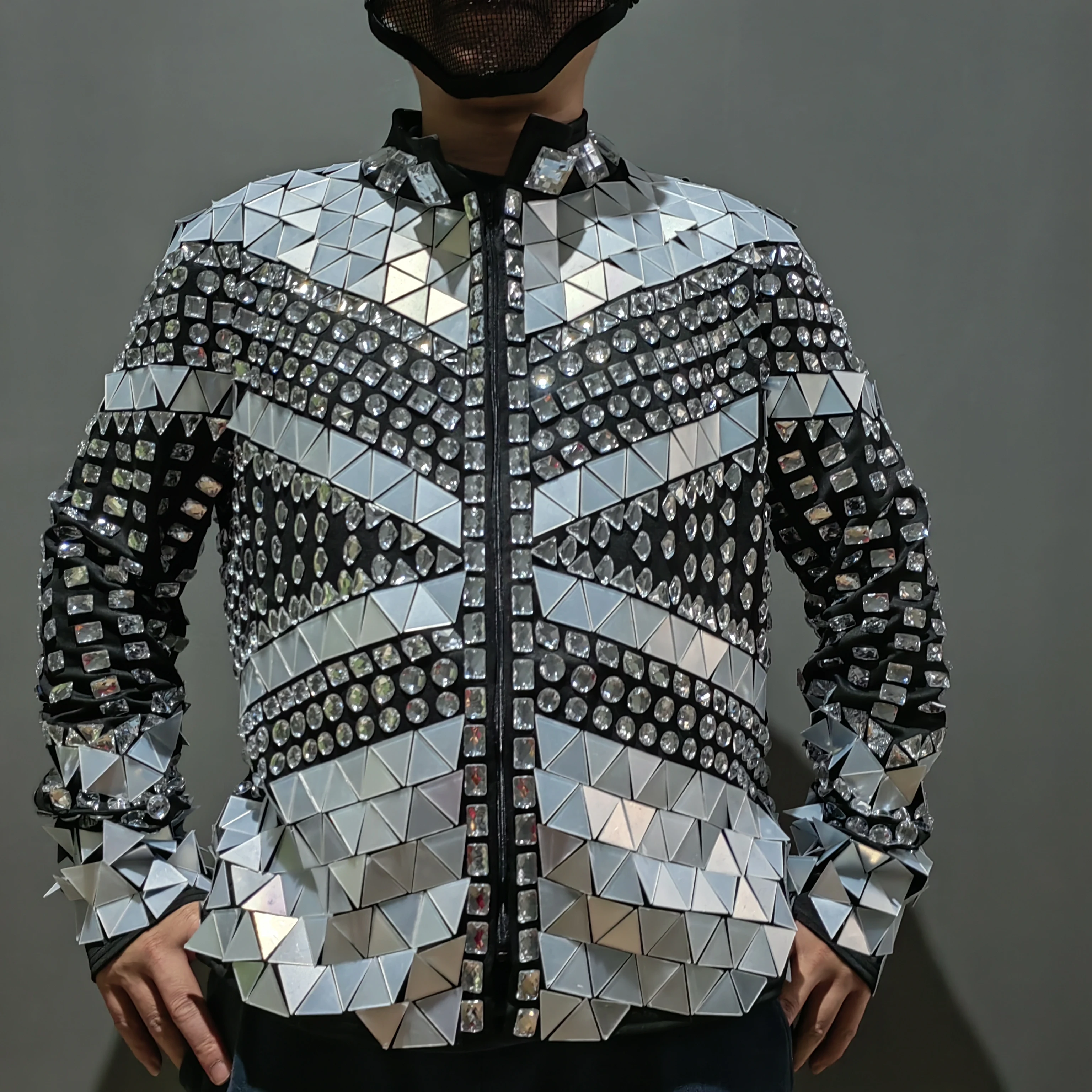 Жилет для танцев в ночном клубе зеркальный сценический тканевый мужской топ со