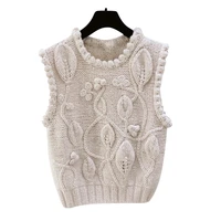 2022 summer beef soft style antique fresh with 3d flower lace collar lightweight breathable knit vest
