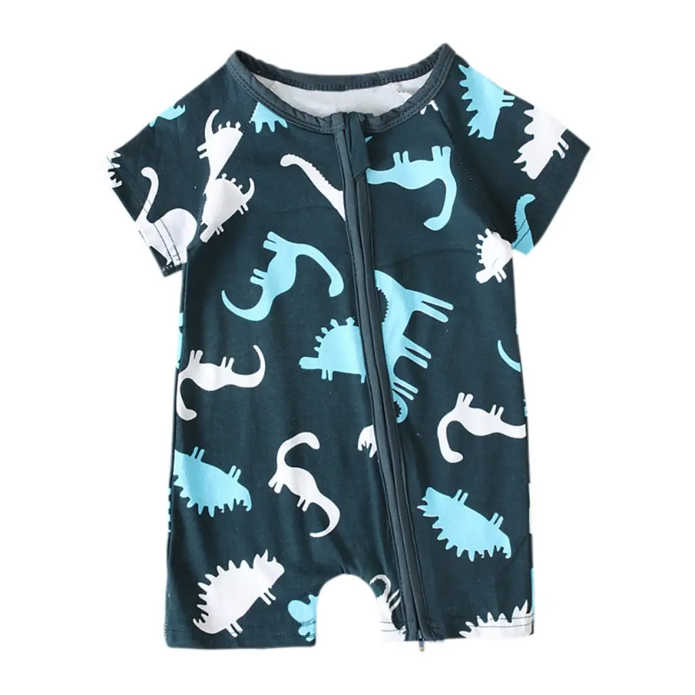 

Summer Toddler Cute Boys Girls Zipper Short Sleeve Infant Sleepsuit Round Neck Onesies Newborn Bodysuit