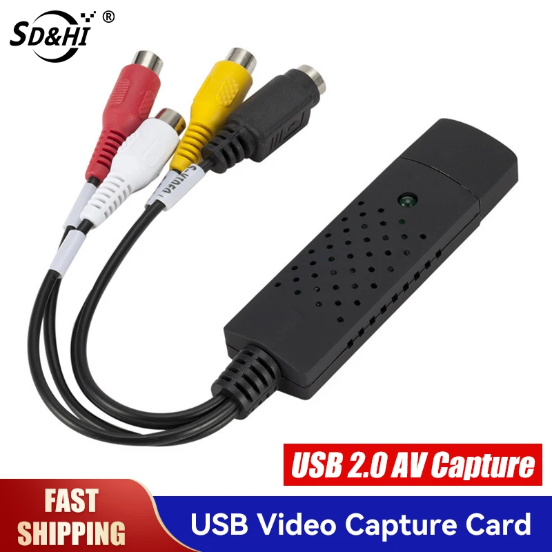 Портативный адаптер для аудио-и видеокамеры USB 2,0, простой в установке адаптер для аудио-и видеокамеры VHS в DVD, конвертер для Win7/8/XP/Vista
