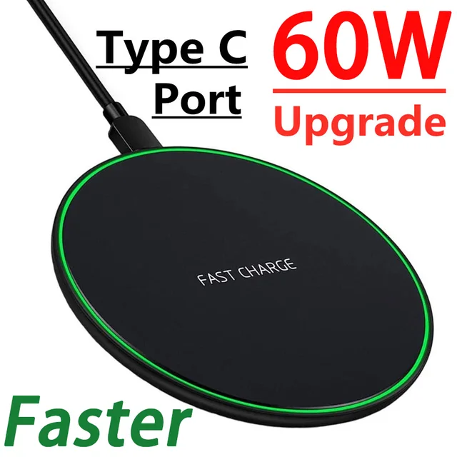 60W Wireless Charger Pad for iPhone 14 13 12 11 Pro Max X Samsung Xiaomi Phone Chargers Induction Fast Charging Dock Station 1