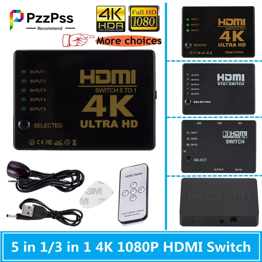 

HDMI переключатель 4K HD1080P 3 5 портов HD Переключатель Селектор сплиттер с концентратором ИК пульт дистанционного управления для HD TV DVD TV BOX Z2