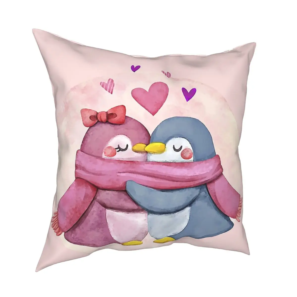 

Happy Valentine's Day The Kiss Pillowcase Soft Cushion Cover Decorative Penguins Throw Pillow Case Cover for Bedroom