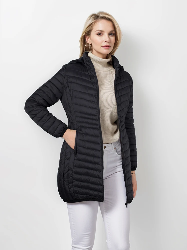 SANTELON Сверхлегкая стеганая куртка для женщин в повседневном стиле с длинным