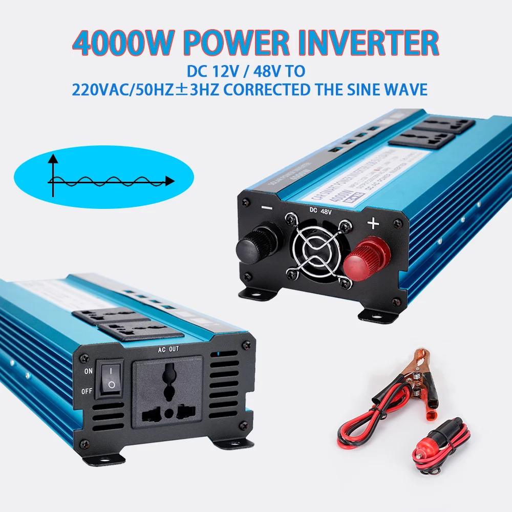 

3000/4000/5000 Вт Инвертор для солнечной батареи 12 В 24 в 48 В постоянного тока на 220 В переменного тока преобразователь питания трансформатор двойной ЖК-дисплей 4USB модифицированный синусоидальный преобразователь