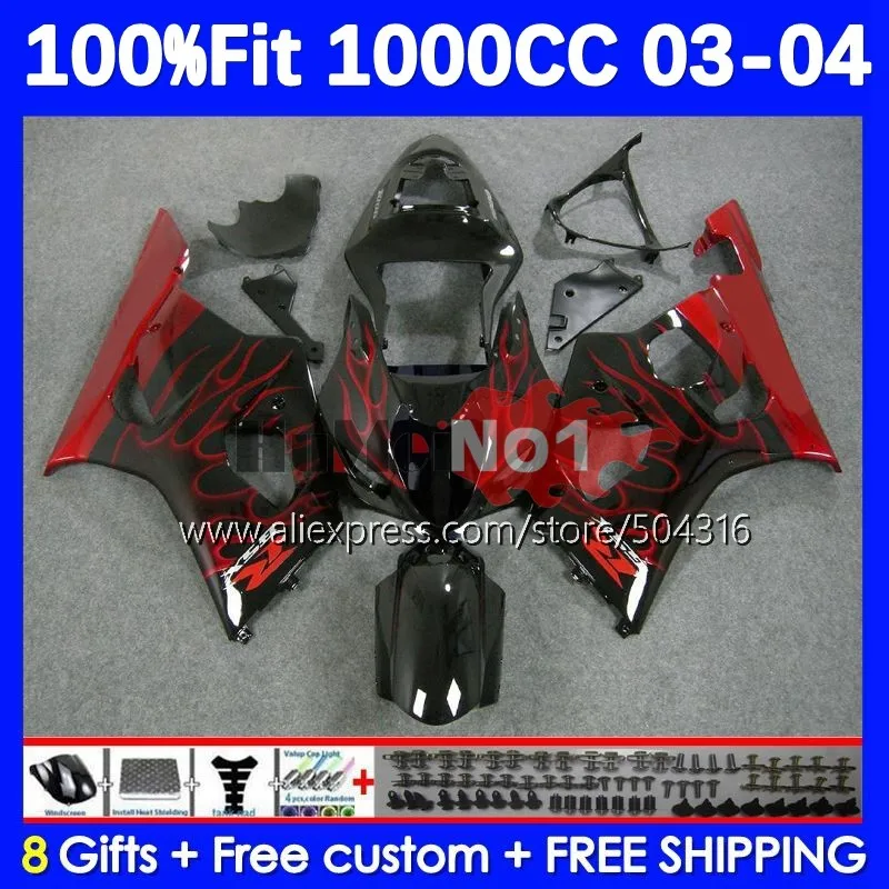

OEM Body For SUZUKI GSXR-1000 GSXR 1000 CC 20No.94 1000CC red flames GSX R1000 K3 GSXR1000 03 04 2003 2004 Injection Fairings