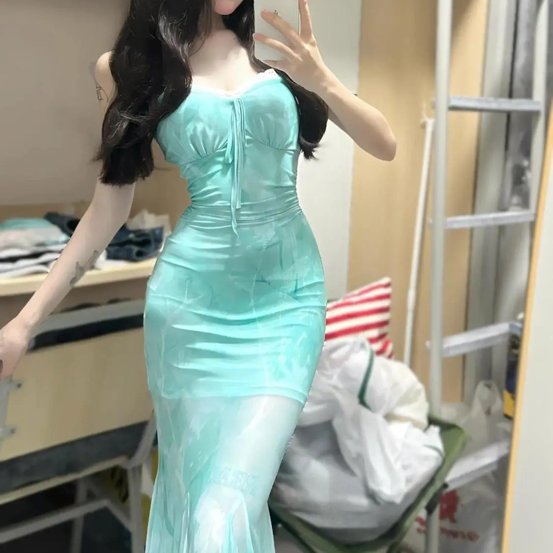 Женское голубое кружевное платье сексуальное милое шикарное без бретелек