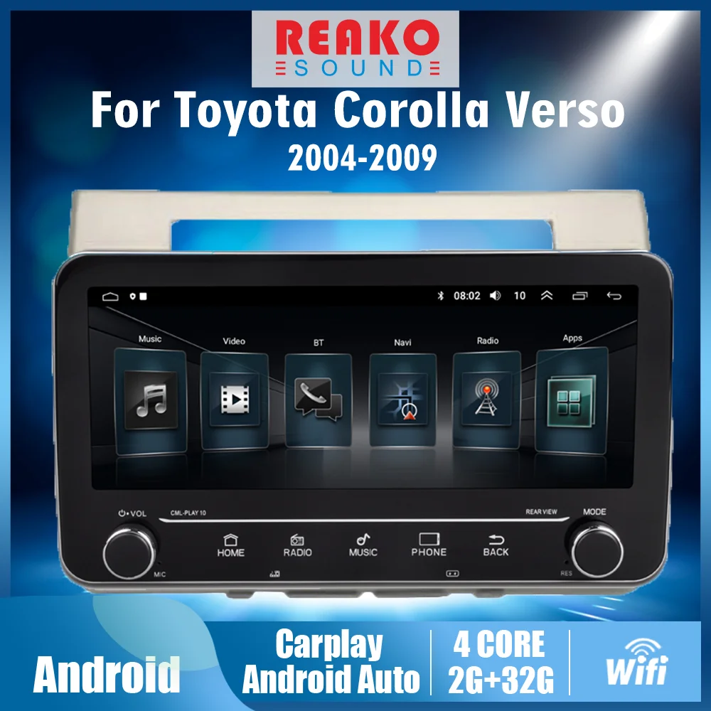 

2 din 10.25 Android For Toyota Corolla Verso 2004-2009 Car Multimedia Video Player Audio FM BT GPS Navigation Head Unit