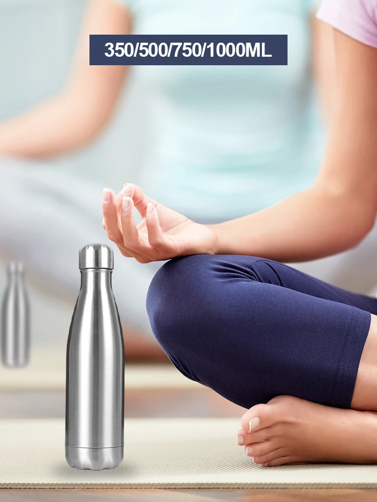 WSKEJI 1000 мл спортивная бутылка для воды из нержавеющей стали двойной герметичный