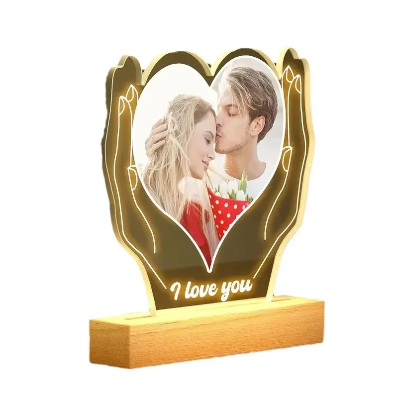 Индивидуальная необычная акриловая фоторамка с подсветкой переносная