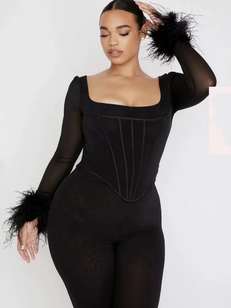 Женские топы с короткими рукавами длинными и вышивкой из перьев сексуальные в