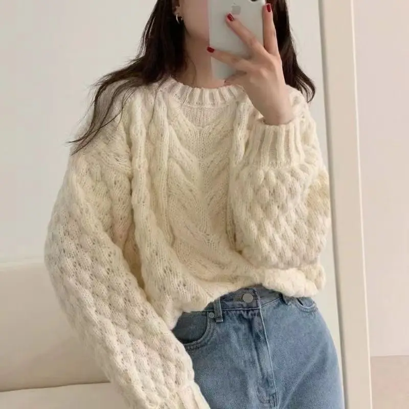 

2022 Turtleneck Pullover Sweater Casual Autumn and Winter Knit Tops Fashion Woman Pull Femme Short Long Sleeve Sweater H109